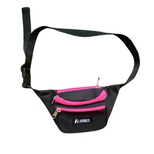 Everest Fanny Pack 044KD Black / Pink Trim 3 Pockets Hiking Biking  Travel Bag - Picture 1 of 2