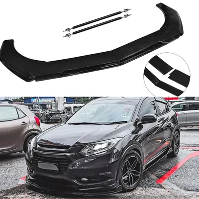 Front Bumper Lip Splitter Spoiler Glossy Black Body Kit For Honda HRV HR-V Foto 1 de 4