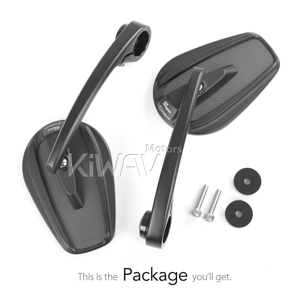 Bar end mirrorsmat black carbon for Moto Guzzi Audace V9 threaded OEM bar - Imagem 1 de 4