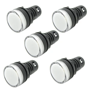 5 x Pure White 22mm 0.87" 110VAC DC LED Indicator Light Power Signal Panel Lamp - Picture 1 of 10