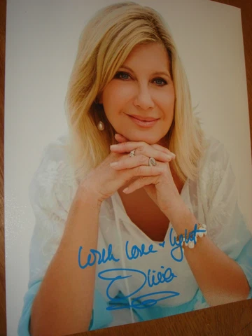 OLIVIA NEWTON-JOHN super colour 10x8" photo hand-signed  by Olivia + COAs Cover