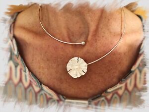 Silberreif Halskette Halsreif offen mit Blüte & Perle - Silber 925 - 50 cm