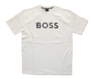 Camiseta Hugo Boss Hombre Algodón Blanco con Relieve 3D Clásica Negra Logo Estampado - Imagen 1 de 4
