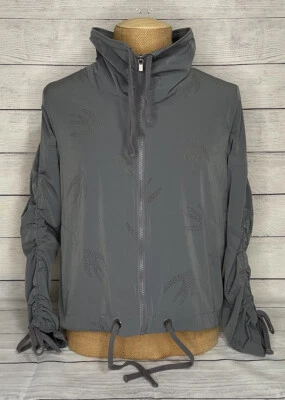 Nanette Lepore Women's Size Medium Ruched Full Zip Drawstring Jacket Gray - Image 1 of 4