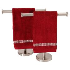 RED Rhinestone Stripe Fingertip Towel (Set of 2) 13x13 Bath Accents *SHIPS