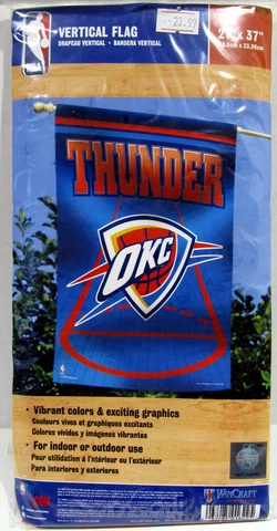 NBA Oklahoma City OKC Thunder 27"x37" Vertical 2 Sided Flag Indoor Outdoor Cover