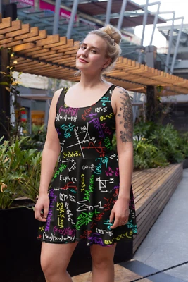Women's Fun Maths Formula School Mathematic Print Flare Skater Dress Alternative - Image 1 of 2