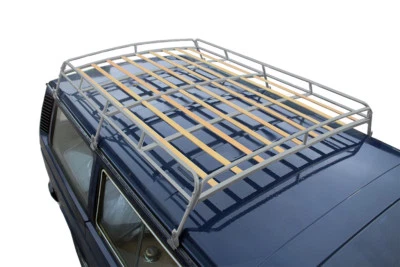 1.8m VW T25 silver powder coated steel roof rack with solid beech slats C9069P - Image 1 of 4