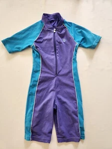 COOLIBAR Short Sleeve Full Swim Suit Shorts UPF 50+ Purple Size Girls 6 - Picture 1 of 15