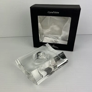 New Crystal Votive Concave Extended Candle Holder Oleg Cassini Gift Box - Picture 1 of 18
