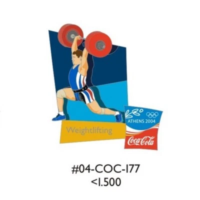 WEIGHTLIFTING SPORT - COCA COLA ATHENS 2004 OLYMPIC GAMES PIN - RARE - Image 1 of 2