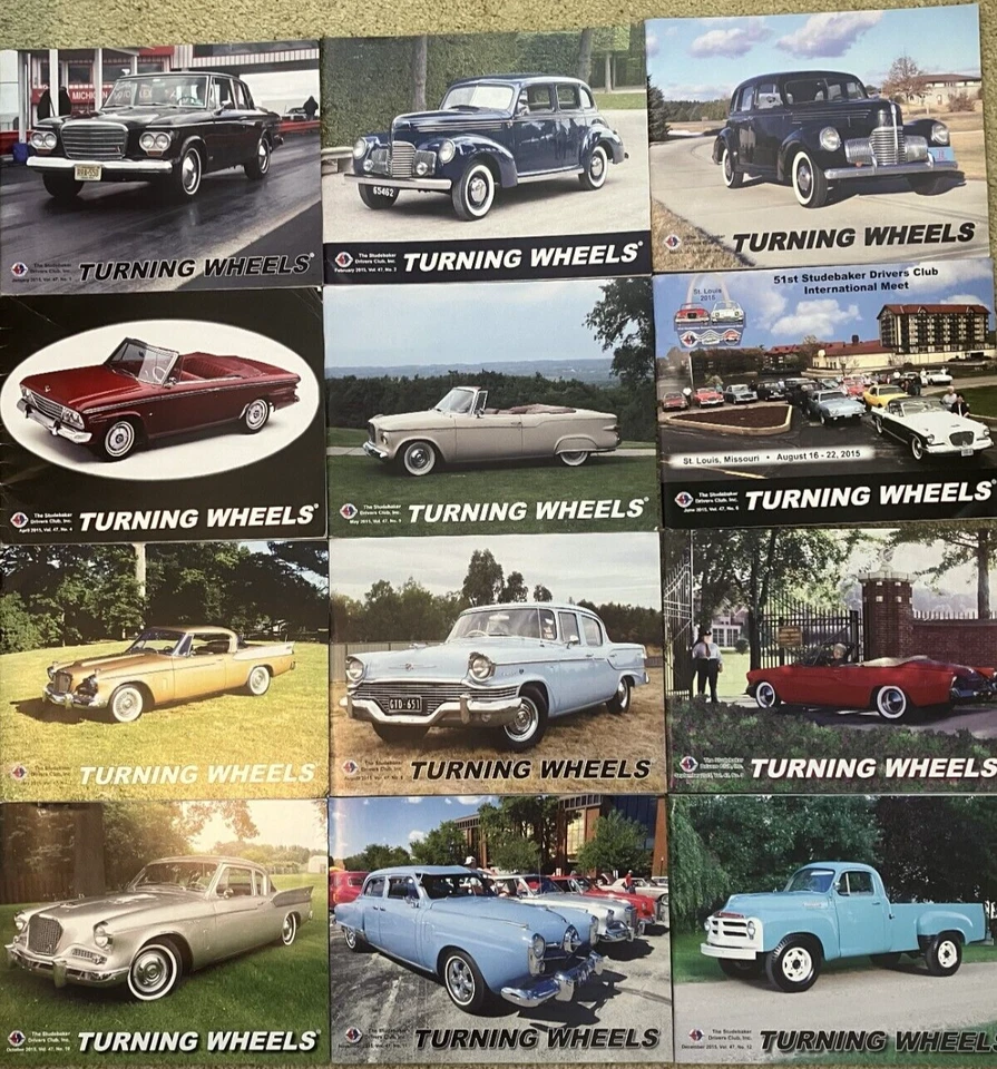 TURNING WHEELS Studebaker Driving Club Monthly - 2015 - Full Year = 12 issus - Image 1 of 1
