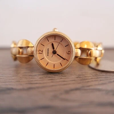 "Reloj mujer oro rosa fósil 26 mm ES-3011 todo acero inoxidable 5 ATM 7,25""" Foto 1 de 3