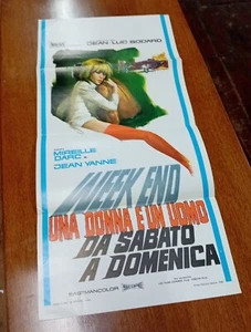 Film Week End Jean Luc Godard Italian Movie Poster 1968  28 X 13" - Picture 1 of 6