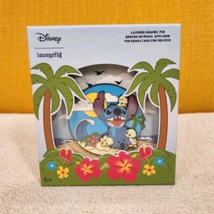 Loungefly Disney Lilo and Stitch Ducklings Beach Layered LE 3" Pin NEW - Picture 1 of 9
