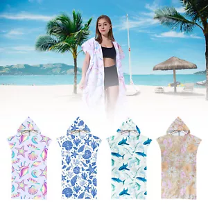 Poncho Changing Robe with Zipper Hooded Towel Poncho Robe Highly Absorbent {&} - Picture 1 of 32