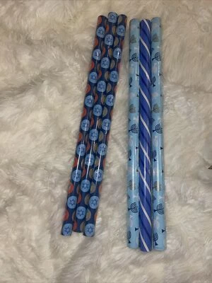 Hallmark Hanukkah Gift Wrap Wrapping 30"  By 4 Yds -blue Menorah 6 Roll Lot - Image 1 of 3