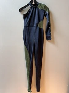 Asymmetrical Mesh Inset Unitard Urban Groove Dance Costume Halloween Large Child - Picture 1 of 24