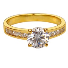 Real 14KT Yellow Gold 2.00 Carat Brilliant Round Shape Solitaire Women's Ring