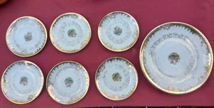 Set servizio piatti frutta/dolce 6+1 bavaria Bordo Oro E Pittura Con DAMA - Foto 1 di 6