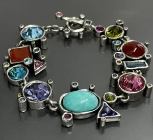 Patricia Locke USA Women’s Bracelet Silver Plated Swarovski Crystals 8” 2003 - Picture 1 of 11