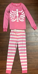 Conjunto de pijama esqueleto rosa manga larga para niñas Gymboree Halloween talla 6 - Imagen 1 de 14