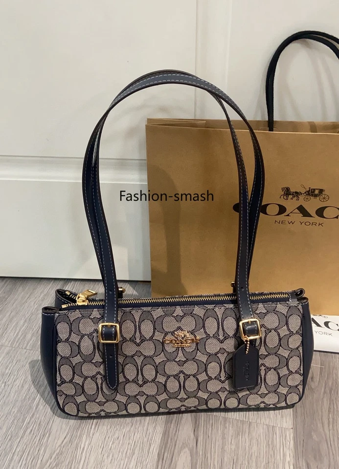 Bolsa de ombro CBJ03 Asher em lona jacquard assinatura couro preto - Imagem 1 de 4