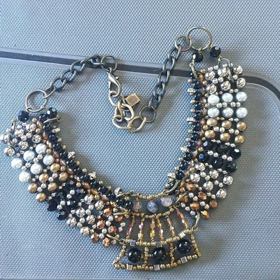 Collar Babero Pam Hiran Para Anthropologie Bronce Metal Multicolor Steampunk Foto 1 de 4