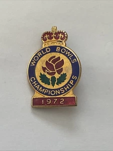 1972 WORLD BOWLS CHAMPIONSHIPS Vintage Enamel Pin Badge, Bowling, Collectable - Picture 1 of 2