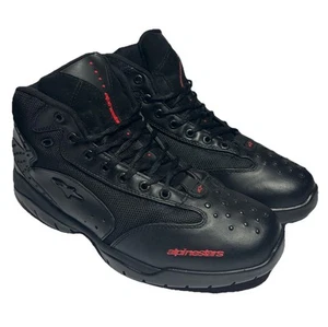 Alpinestars Stunt Motorcycle Boots Mens Size 12 Black Red High Top Shoes EUC! - Foto 1 di 9