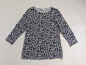 Boden Damen UK10 Grau Animal Print Jersey Top 3/4 Rollärmel Rundhals Neu ohne Etikett  - Bild 1 von 7