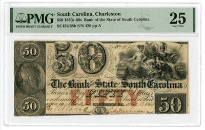 1861 $50 The Bank of the State of SOUTH CAROLINA Note - PMG Very Fine 25 - Image 1 of 2