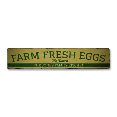 Farm Fresh Eggs, Custom Family Name - Rustic Distressed Wood Sign - Image 1 of 2