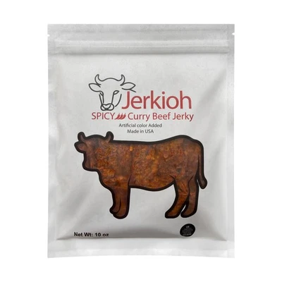Jerkioh Beef Jerky - Curry picante, hierba de limón, original - bocadillo tierno premium Foto 1 de 2