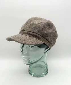 Vintage 40s Women’s Workwear Cap Hat Brown Linen Wool Handmade Size Medium - Picture 1 of 9