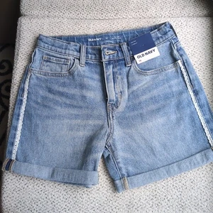Kids Old Navy Jean Shorts Size 14 Hi The H Rise Lace Trim Adjustable Waistband - Picture 1 of 4
