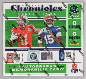 2023 PANINI CHRONICLES DRAFT FOOTBALL FACTORY SEALED HOBBY BOX **4 AUTOGRAPHS** - Picture 1 of 2