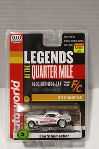 Auto World 1:64 Elec Slot Car 1973 Plymouth Cuda #3 Don Schumacher Legend NUEVO - Imagen 1 de 2