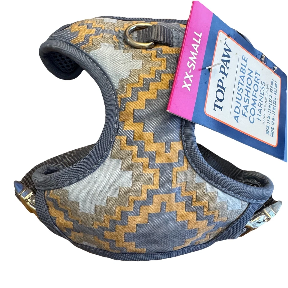 Arnés Top Paw XXS azul/beige patrón azteca ajustable moda cómodo para perros nuevo con etiquetas Foto 1 de 4
