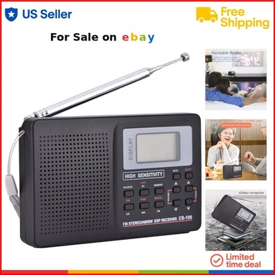 Portable Digital AM FM Stereo Radio Full Band Receiver Alarm Clock - Image 1 of 4