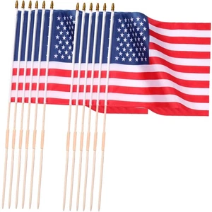 12 Pack 18 x 12 Inch American Flags on Stick, Handheld USA Flags with Spear T... - Bild 1 von 6