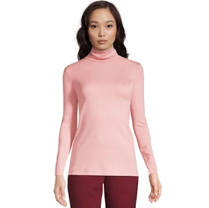 NEW Lands' End Women's Supima Cotton Turtleneck Light Pink Blush size L Large 16 - Picture 1 of 7