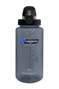 Nalgene Trinkflasche 'OTF Sustain' - 1 L grau, Deckel schwarz, mit Namensgravur - Bild 1 von 3