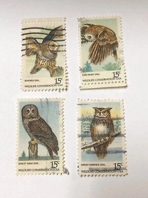 Vintage 1978 issue 15 Cent Stamps Set of 4 Scott #1760-63 American Owls - Image 1 of 2
