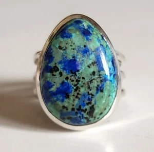 AZURIT NATUR EDELSTEIN 925 MASSIV STERLINGSILBER HANDARBEIT SCHMUCK RING 3 BIS 12 - Bild 1 von 5