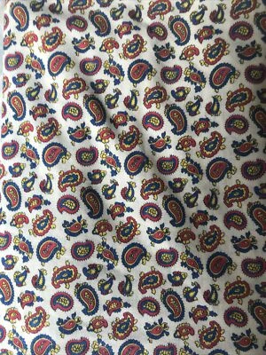 Tela tejida vintage roja amarilla y azul estampado cachemir 1 1/3 yardas Foto 1 de 3