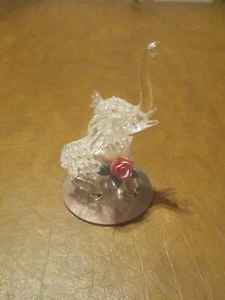 SUPER PRETTY VTG Glass Art Elephant with Pink Rose, Ribbon Figurine, 3.75 Inch - Picture 1 of 6