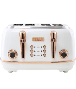 Heritage 1500-Watt 4-Slice Ivory and Copper Wide Slot Retro Toaster with Removab - Picture 1 of 3