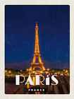 Holzschild 30x40 cm Paris France Eiffelturm Nacht Lichter