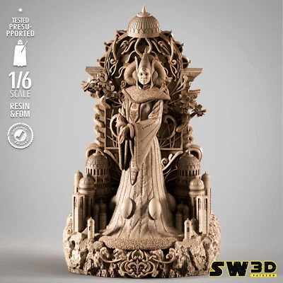 Padme Amidala 3D Printed Figure, Star Wars Queen Collectible Statue, Unpainted - Image 1 of 4